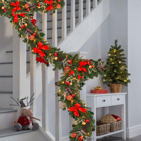 Vofuly LED lights lit along garland creating warm festive illumination