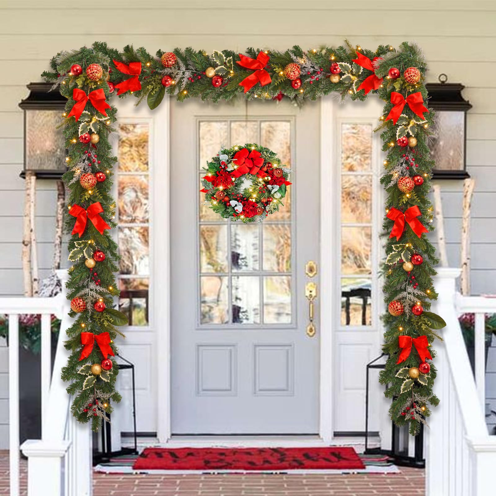 Vofuly garland shown on mantel to demonstrate scale and immediate impact