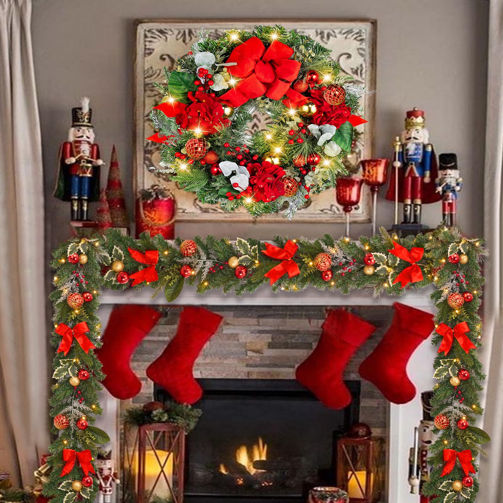 Vofuly garland draped on staircase banister adding festive atmosphere