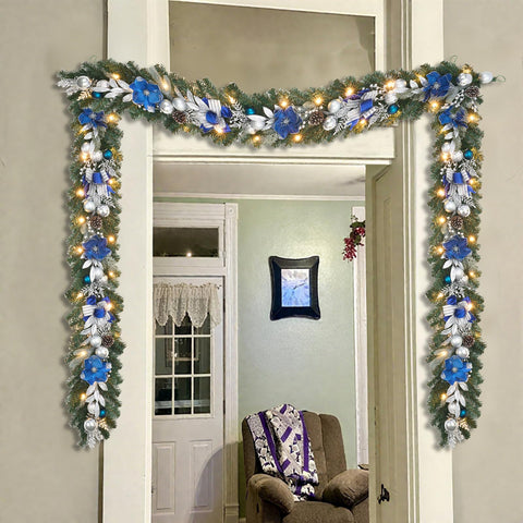 Vofuly mantel styling with garland enhancing fireplace seasonal decor