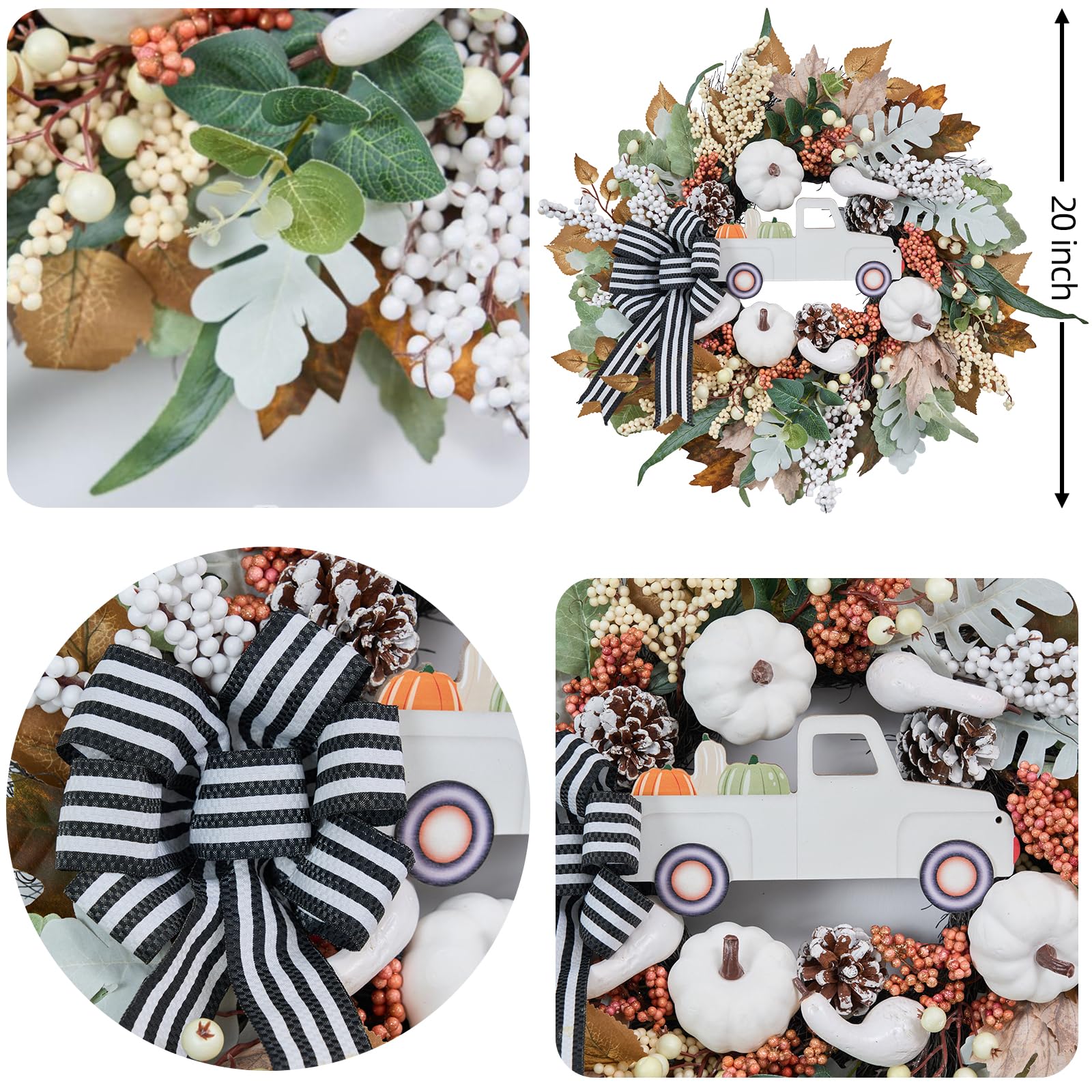 Vofuly wreath beside door to show 20-inch scale for easy placement