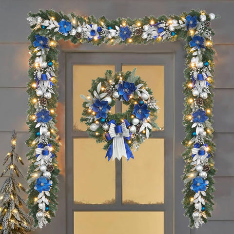 Vofuly garland wrapped around staircase banister for elegant stairs
