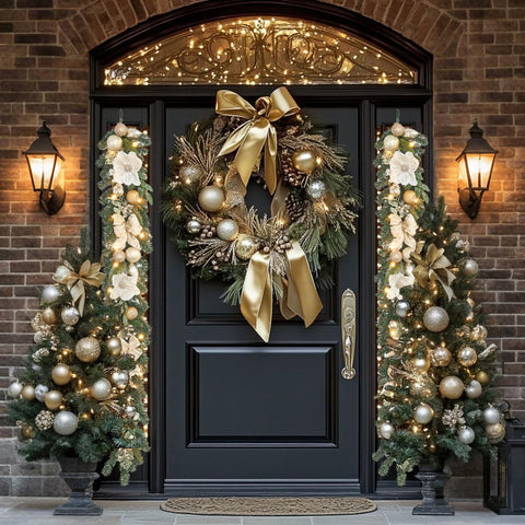 Vofuly garland wrapped around staircase banister creating cohesive holiday atmosphere