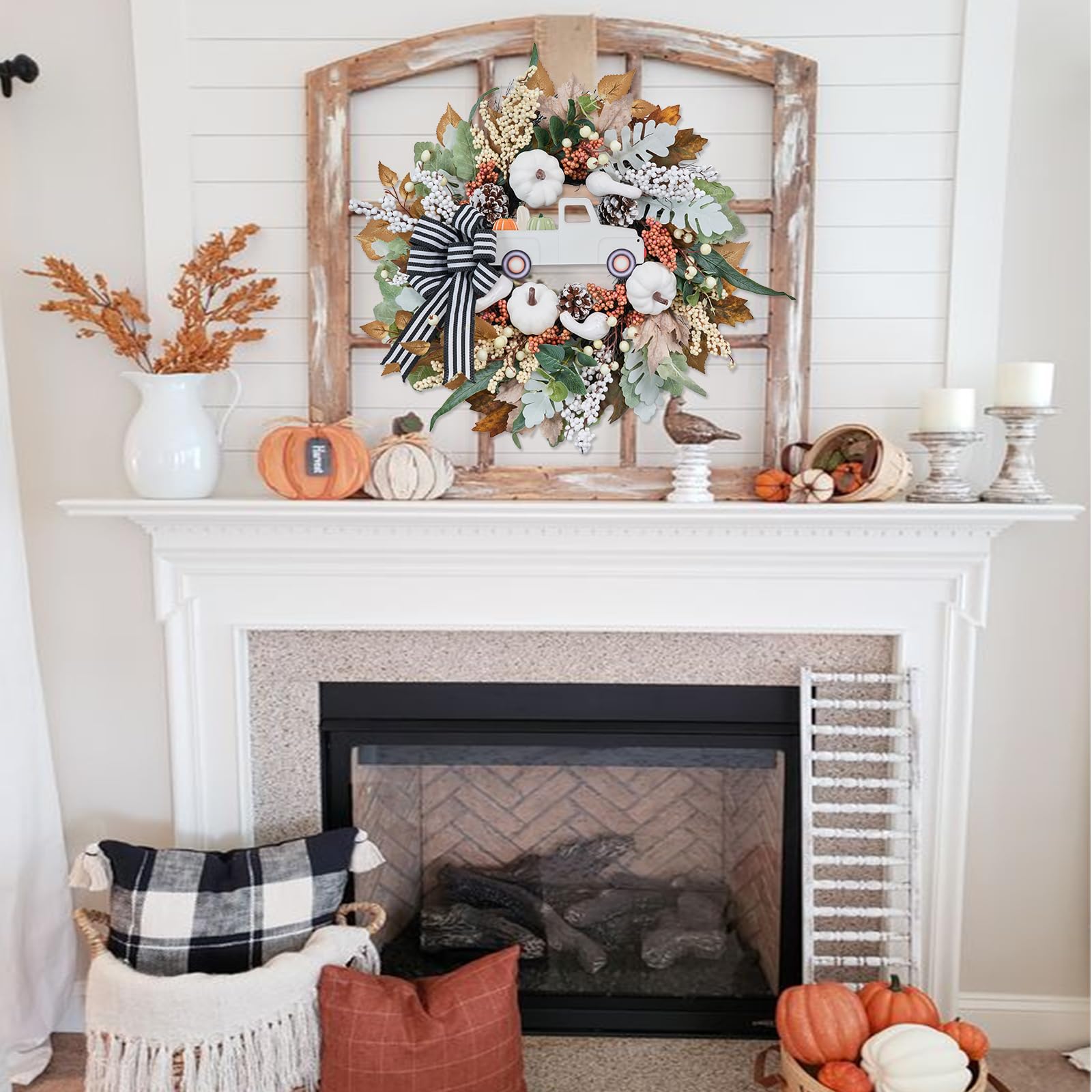Vofuly wreath hanging on front door creating inviting curb appeal