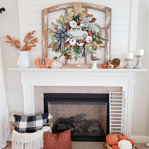 Vofuly wreath hanging on front door creating inviting curb appeal