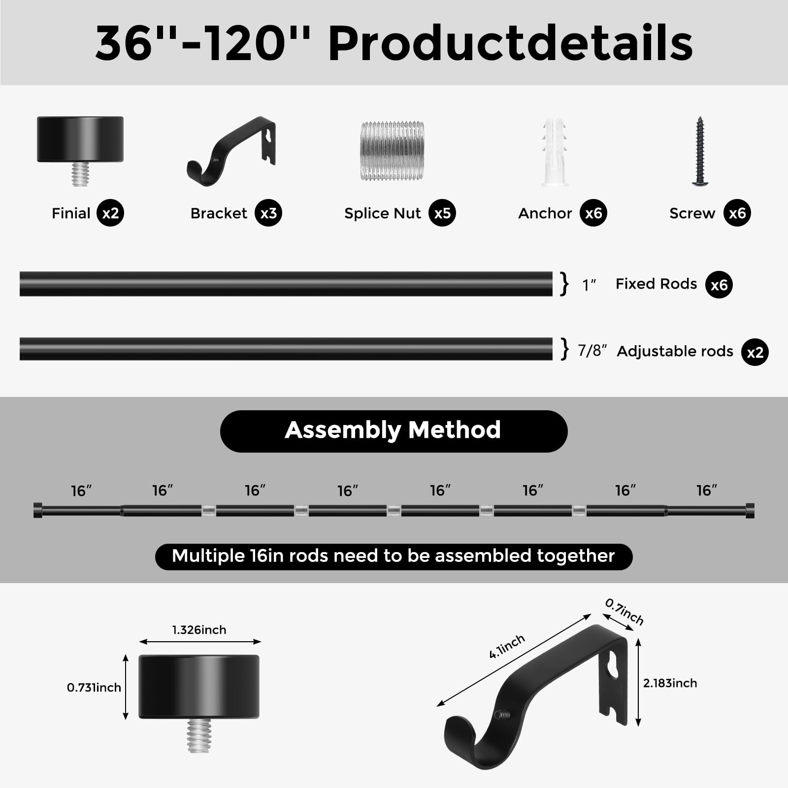 VOIIY assembled rod with sheer curtain demonstrating smooth glide and fit