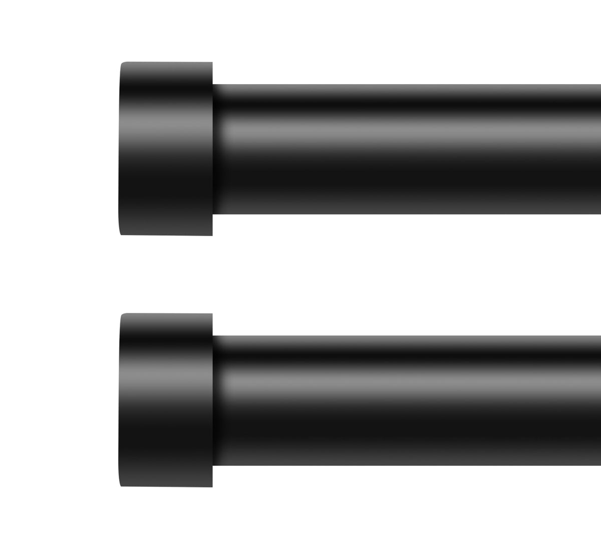 VOIIY front view of assembled black curtain rod showing sleek profile and durability