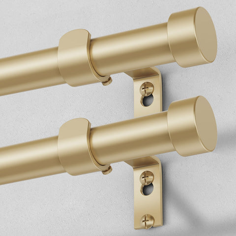 VOIIY gold curtain rod front view showing modern finish and benefit of style