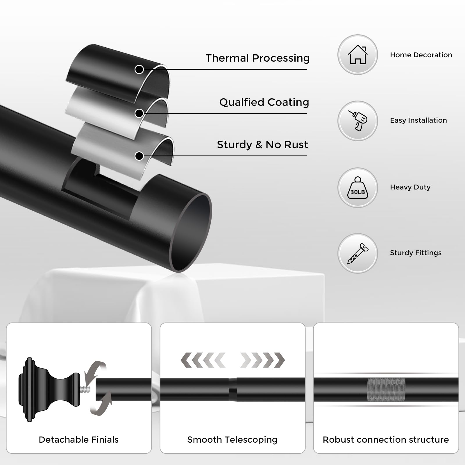 VOIIY rod beside measuring tape for accurate sizing and fit guidance