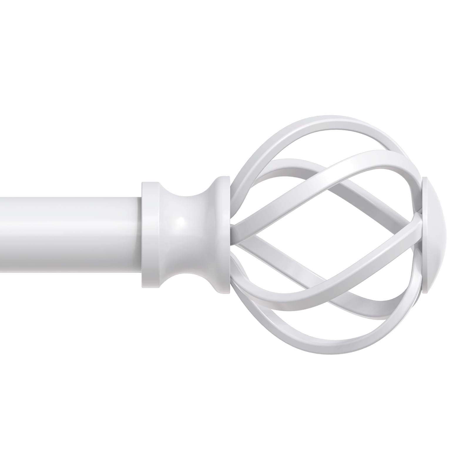 VOIIY white curtain rod front view showing clean profile and finished look benefits durability
