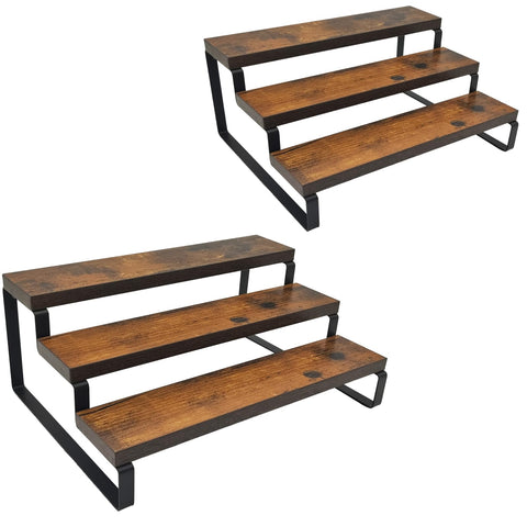 VOKEEH front view of assembled twin 3-tier risers showing neat organization benefit
