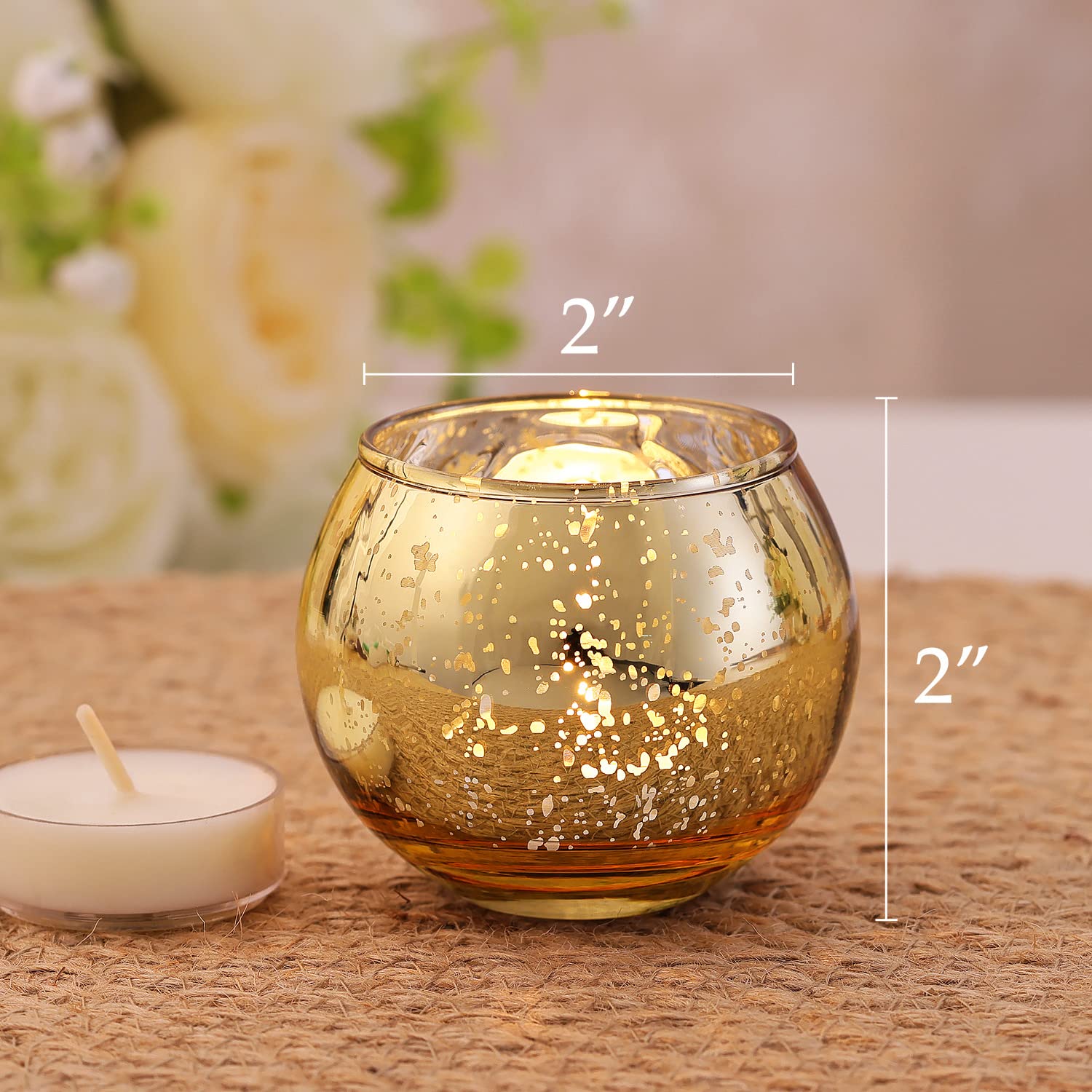 Volens votive holders with LED tealights demonstrating safe flameless glow