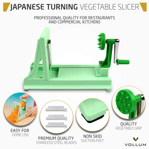 Vollum spiralizer in use turning zucchini into noodles demonstrating quick prep