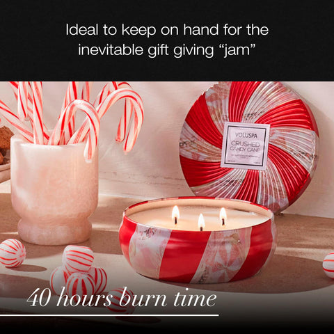 Voluspa candle in holiday setting creating cozy seasonal ambiance