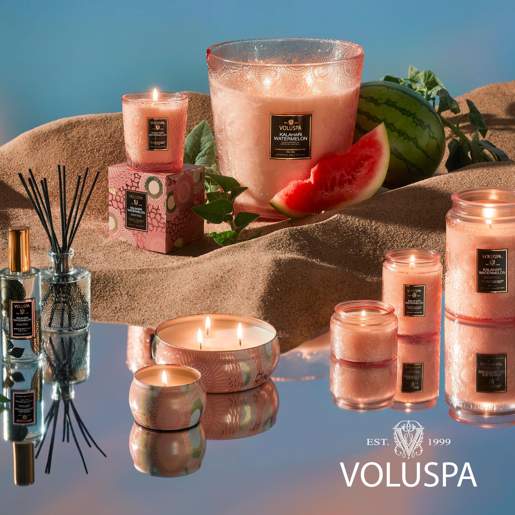 Voluspa gift-wrapped candle scene showing presentation-ready packaging and gifting appeal