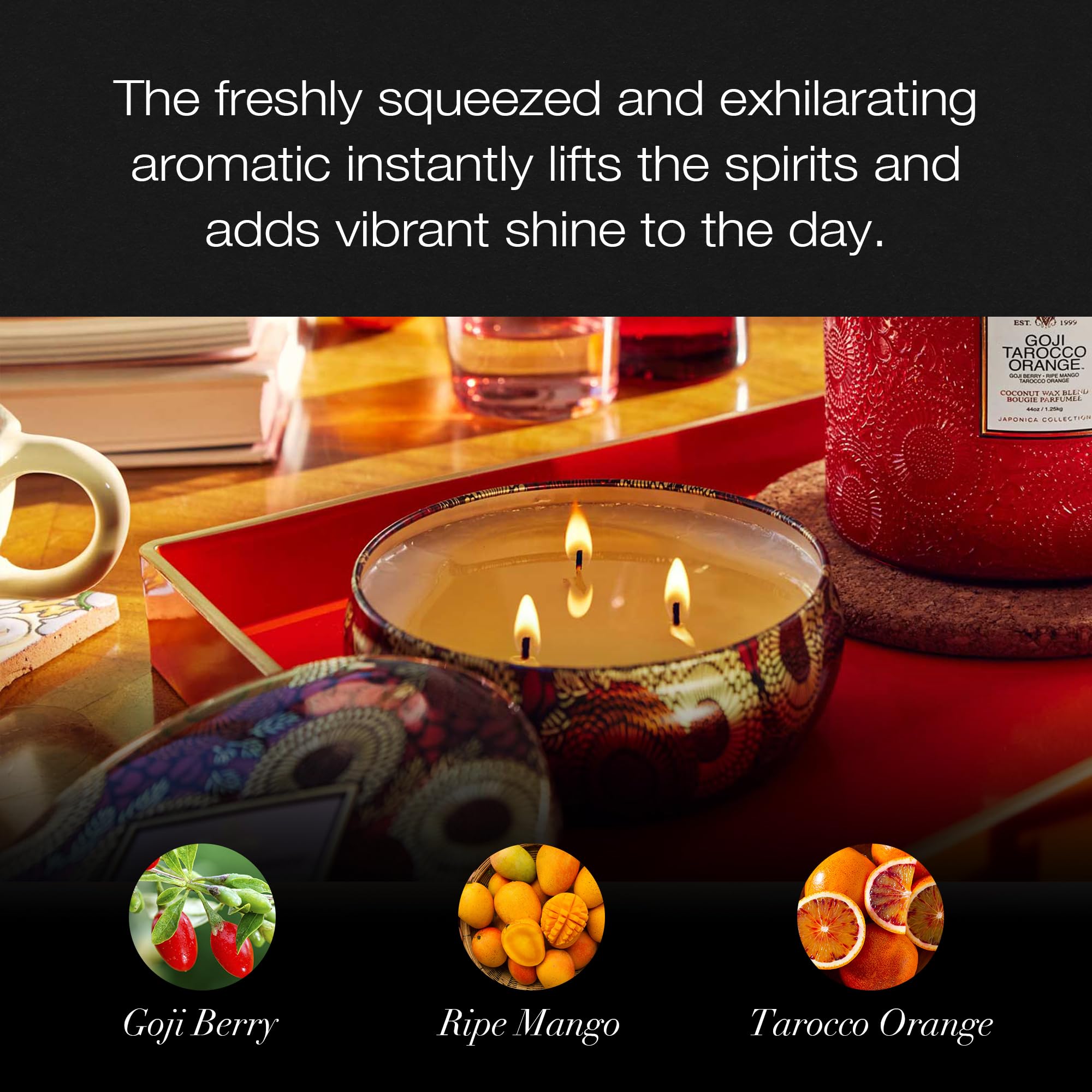 Voluspa label close-up highlighting scent name and premium branding appeal