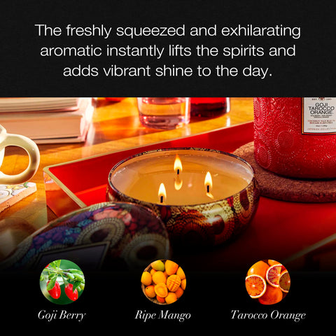 Voluspa label close-up highlighting scent name and premium branding appeal