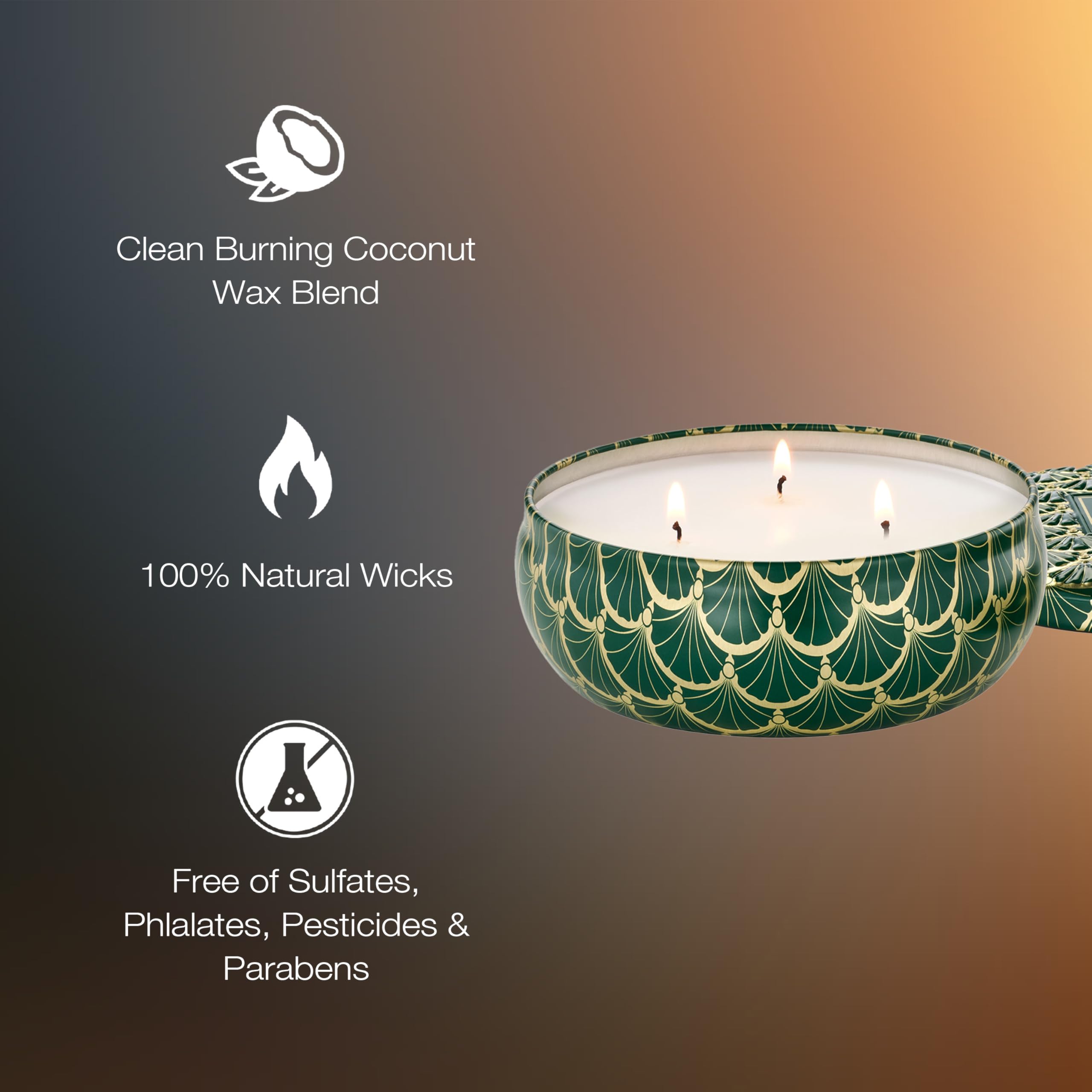 Voluspa candle on a holiday mantle creating warm, inviting seasonal ambiance