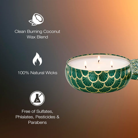 Voluspa candle on a holiday mantle creating warm, inviting seasonal ambiance