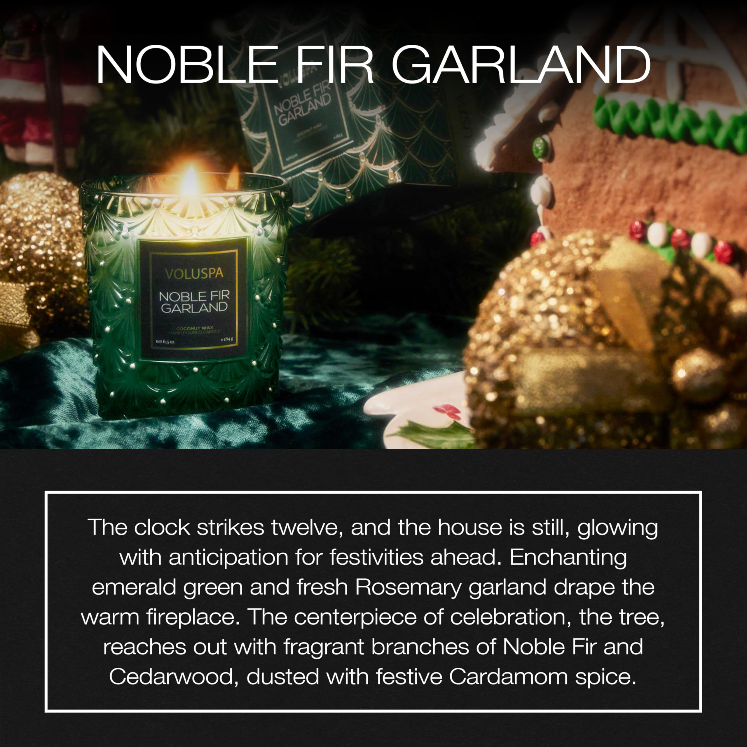 Voluspa glass jar close-up highlights label and handcrafted finish for style