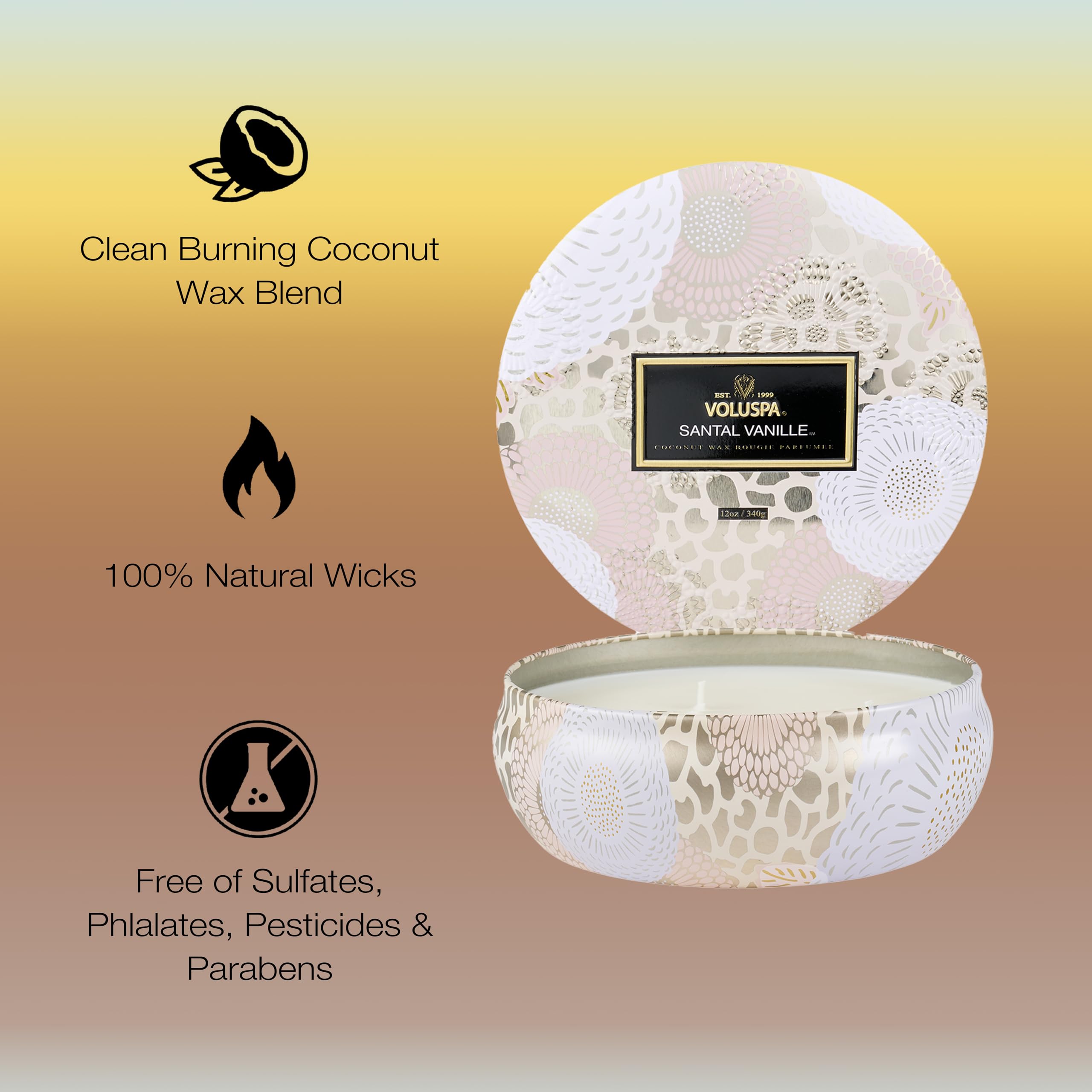 Voluspa melted wax pool texture demonstrating coconut wax smooth burn