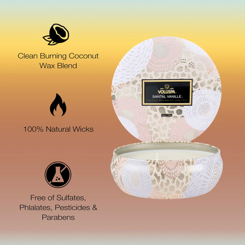 Voluspa melted wax pool texture demonstrating coconut wax smooth burn