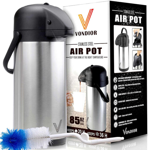 VONDIOR airpot on outdoor table showing portability and temperature control