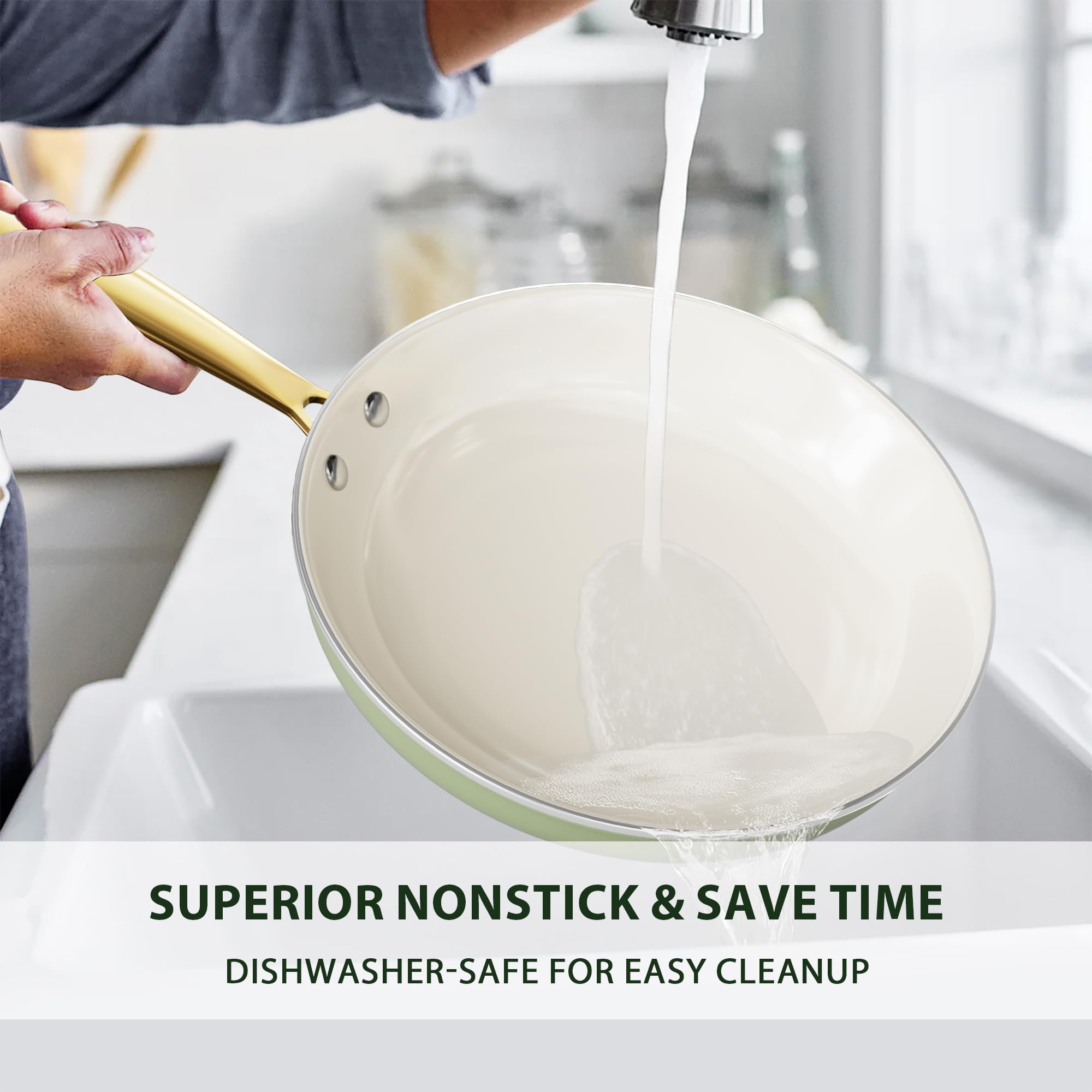 VONIKI set styled in a modern kitchen, showing attractive white-and-gold aesthetic benefit