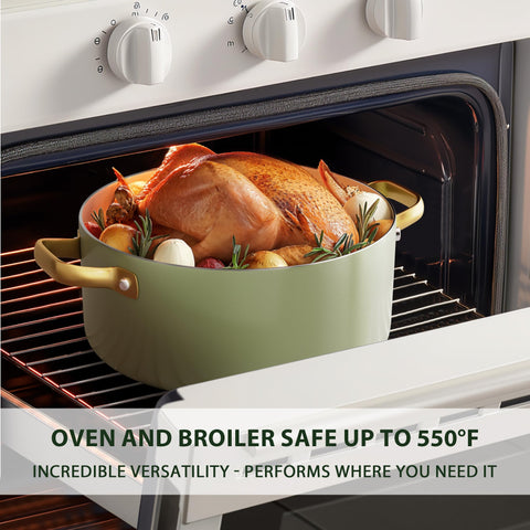 VONIKI frying pan on stovetop with food, showing quick heating and easy flipping benefit