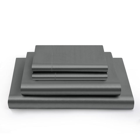 Vonty flat sheet close-up showing glossy satin finish and soft drape