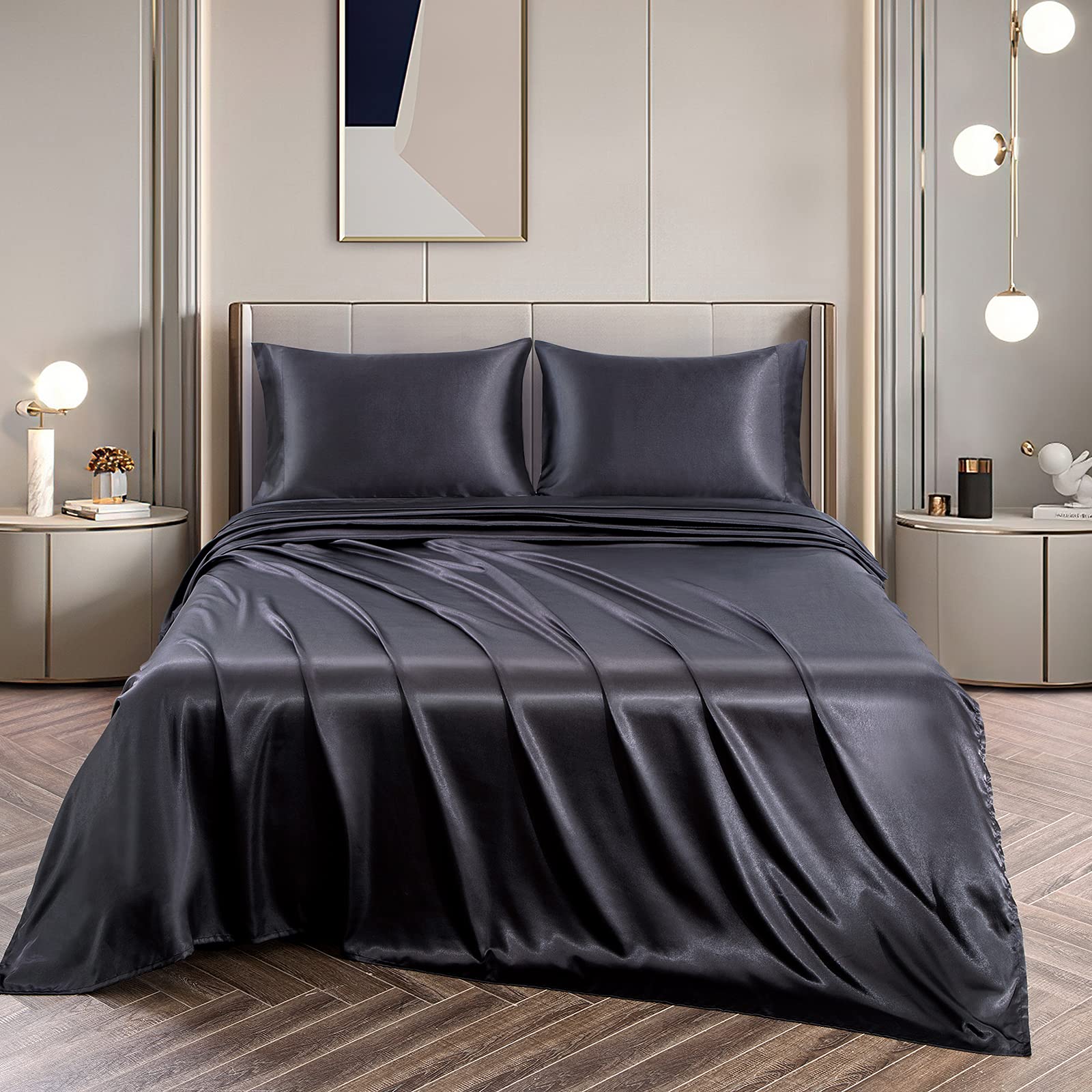Vonty two pillowcases stacked showing silky fabric for hair protection benefit