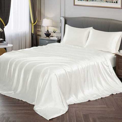Vonty sheet set front packaging showing ivory color and luxe look
