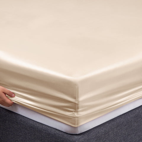 Vonty bed styled in a bedroom showing beige sheets creating a calm aesthetic