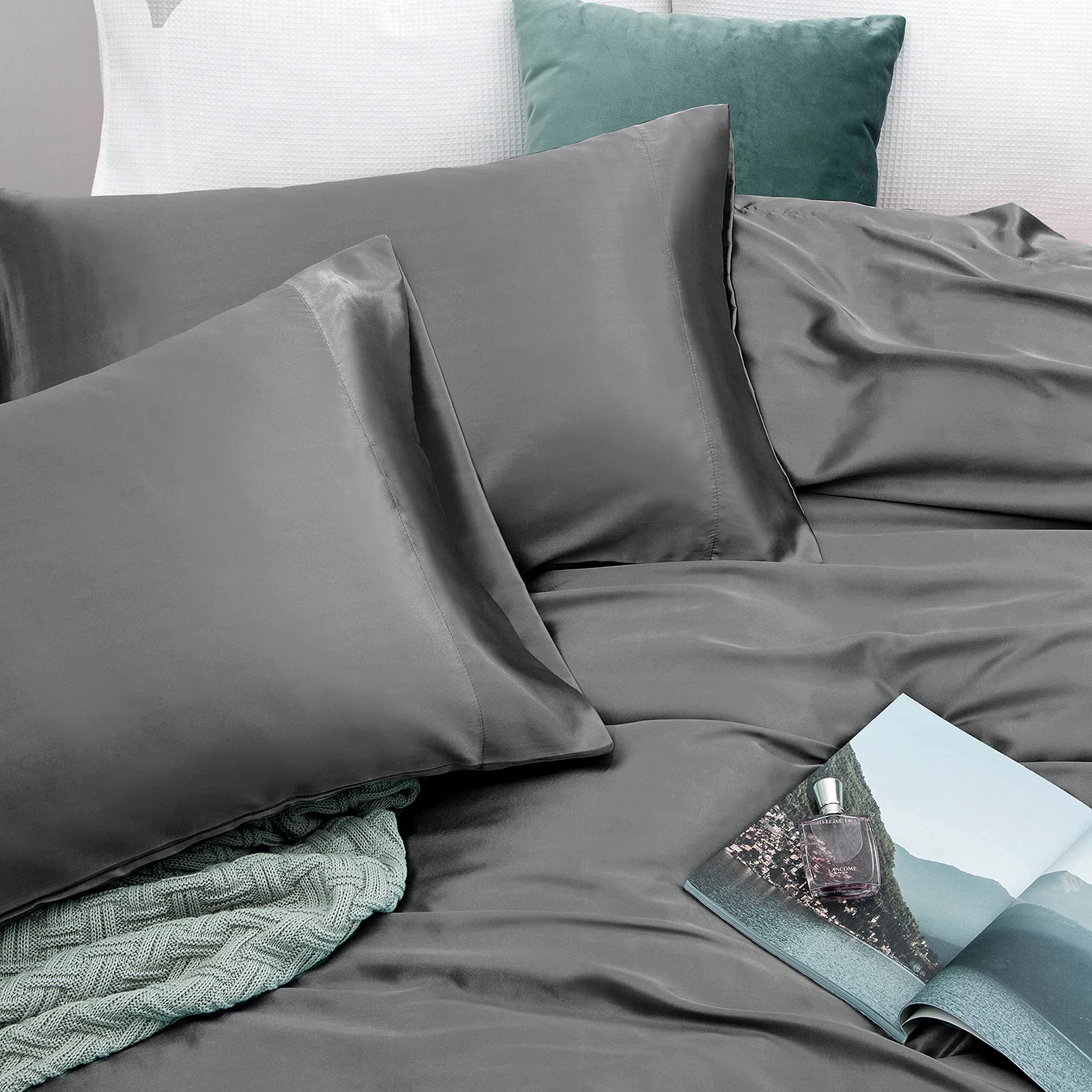 Vonty sheets in room staged for guests highlighting versatile grey décor