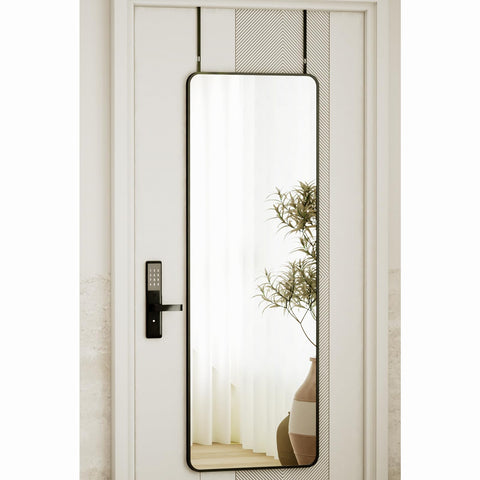 VooBang front view over-the-door mirror showing full-length clarity and space benefit