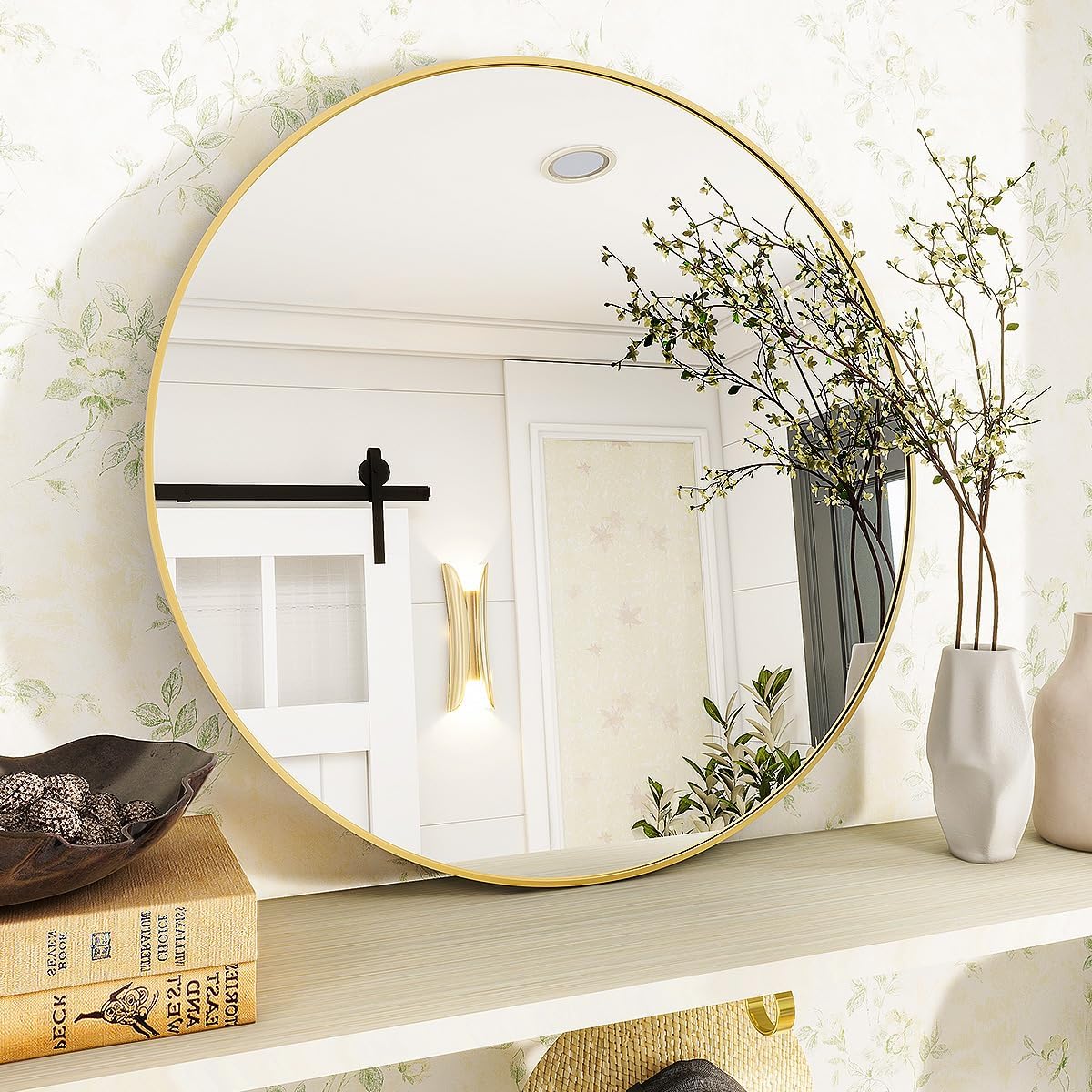 VooBang mirror in bathroom lifestyle brightens space and complements decor