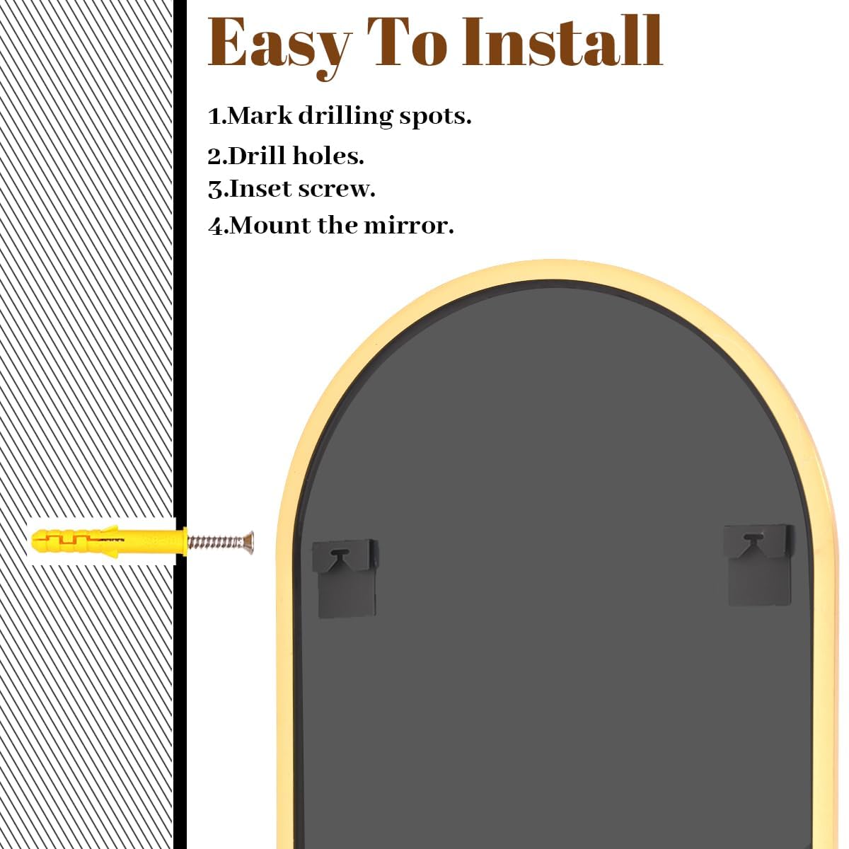 VooBang mirror beside vanity for scale, helping buyers visualize size in room