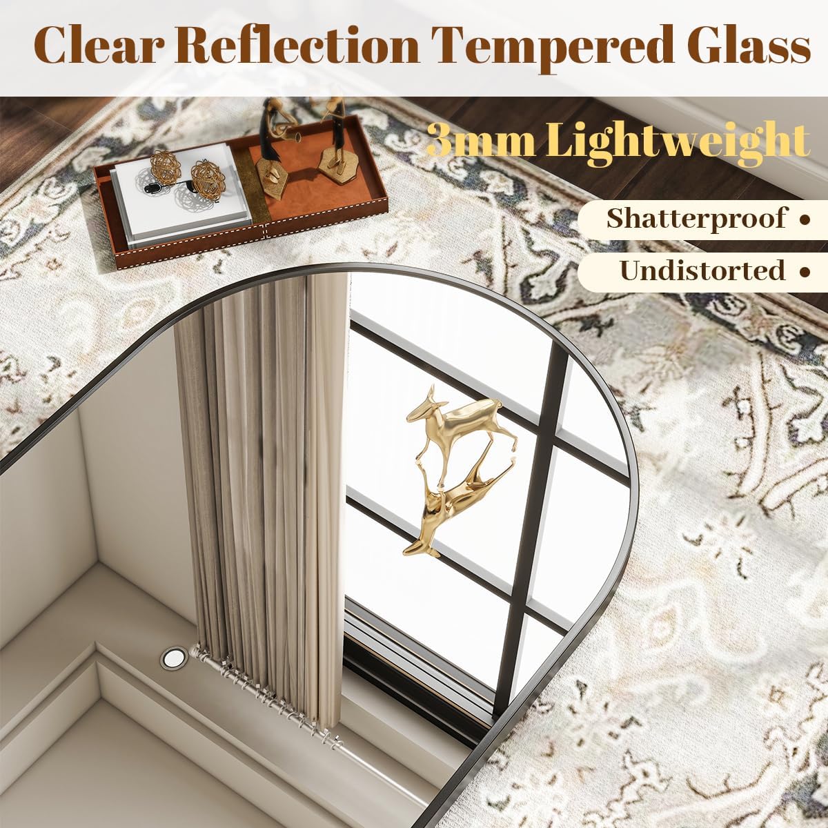 VooBang mirror mounted over bathroom vanity boosting light and perceived space