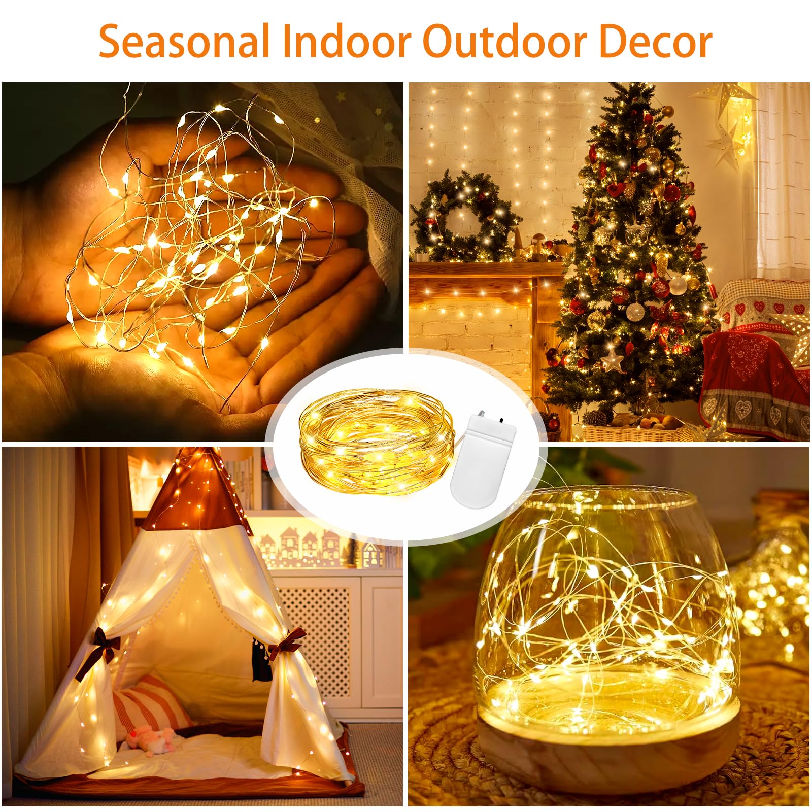 VOOKRY lights wrapped around mason jar adding cozy decorative glow
