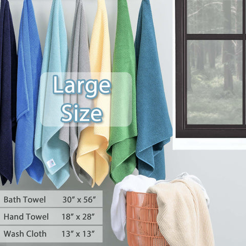 VOOVA & MOVAS towels hanging in a styled bathroom showing color coordination benefit
