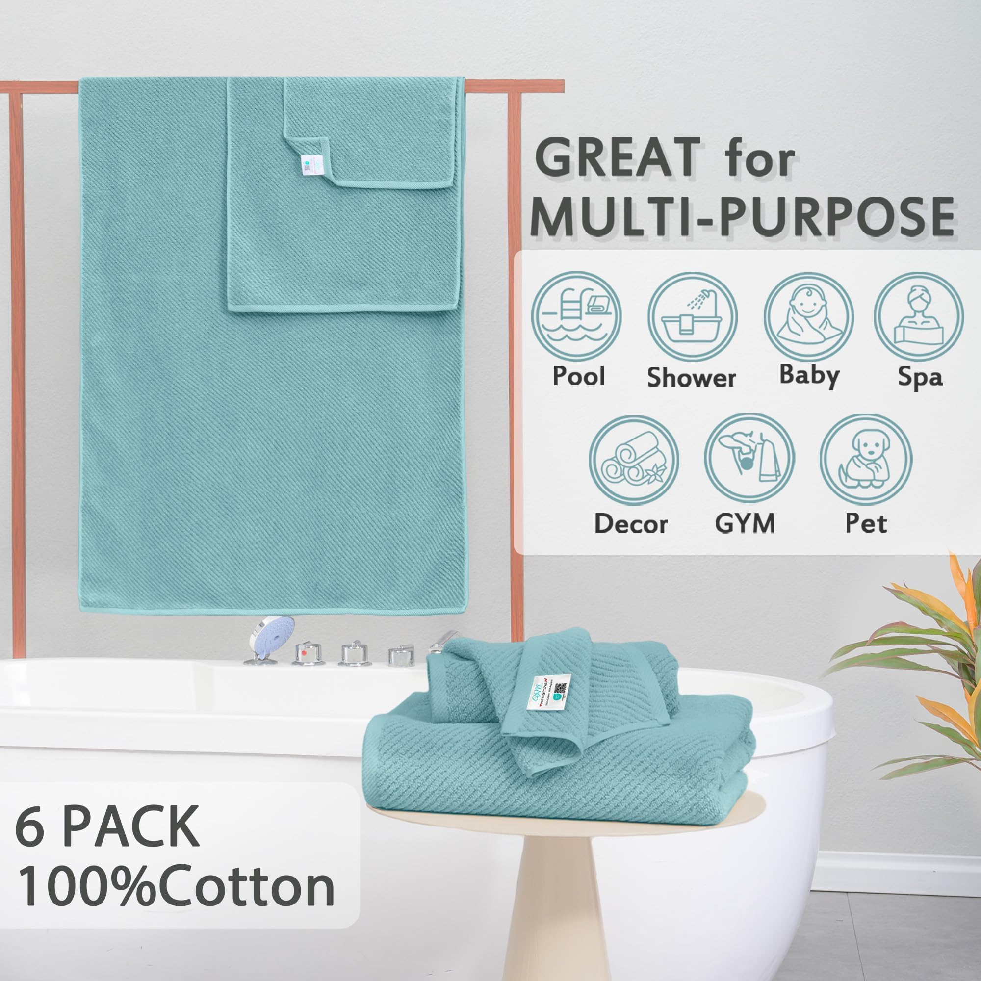 VOOVA & MOVAS stacked washcloths showing compact size and quick-dry convenience benefit