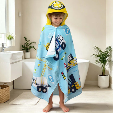 VOOVA & MOVAS towel next to toy showing size fit for ages 3–8
