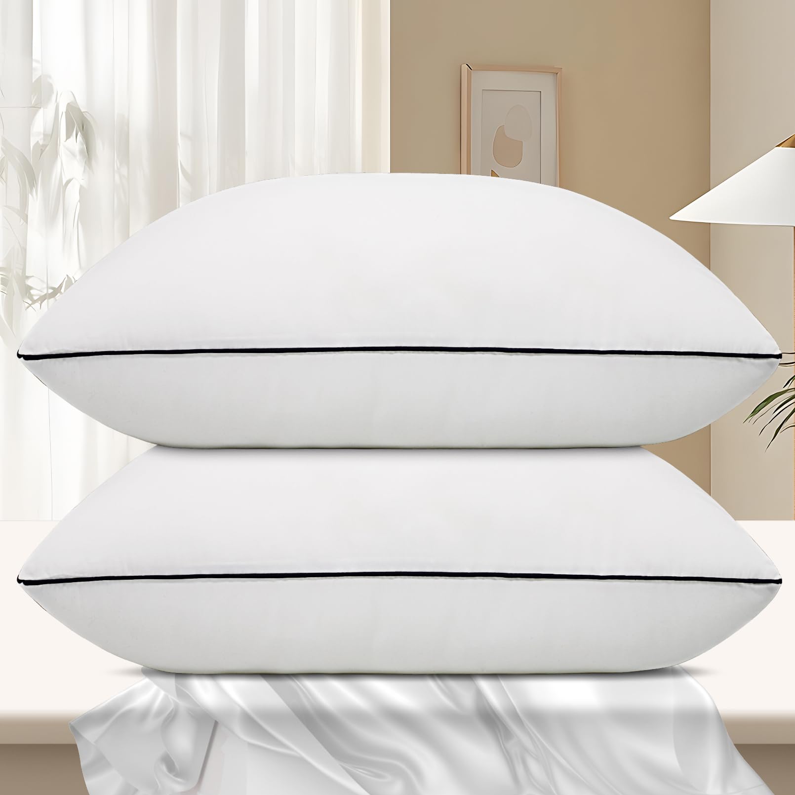 Vorouhals front packaging view showing two king pillows and convenience