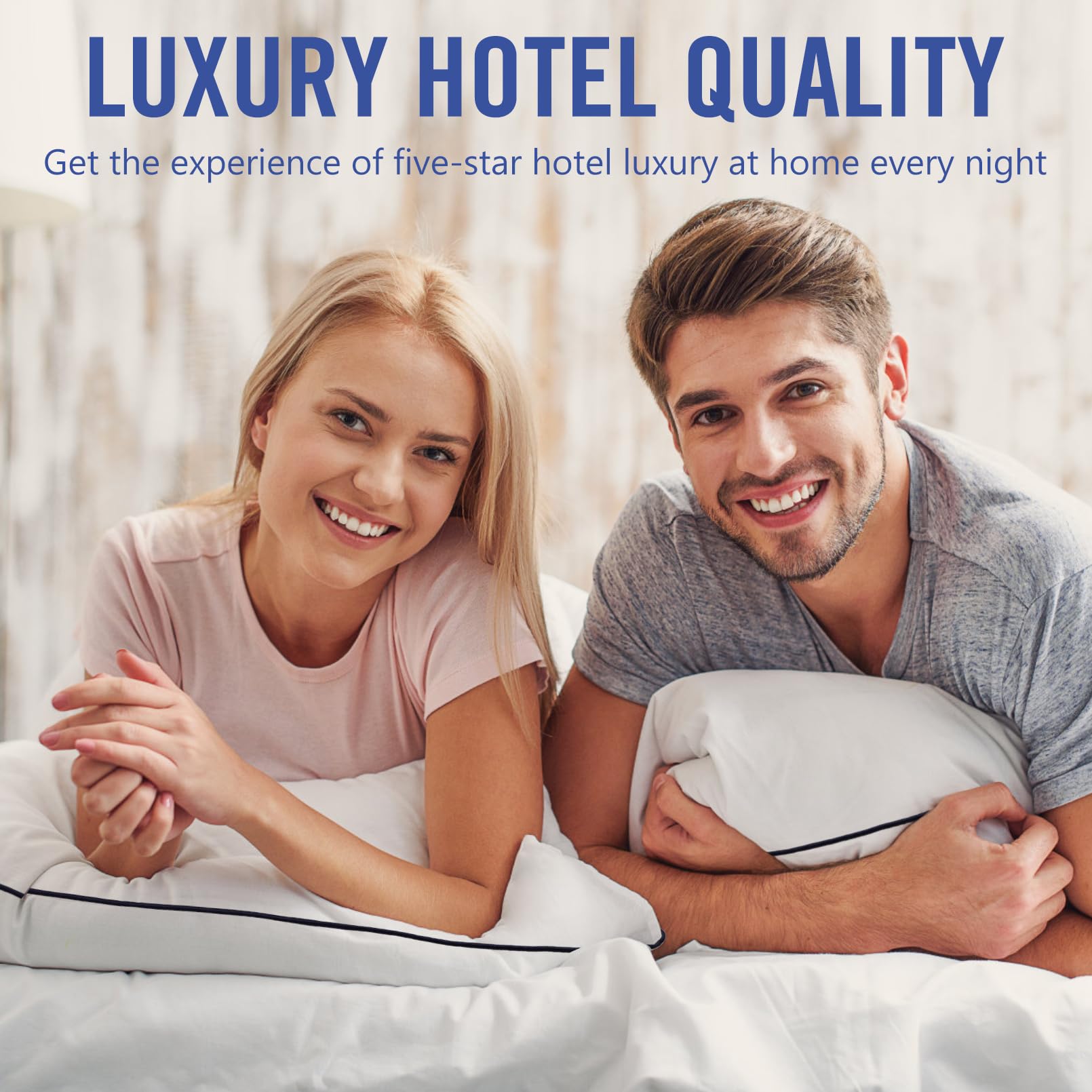 Vorouhals pillows styled on a king bed illustrating hotel-quality feel