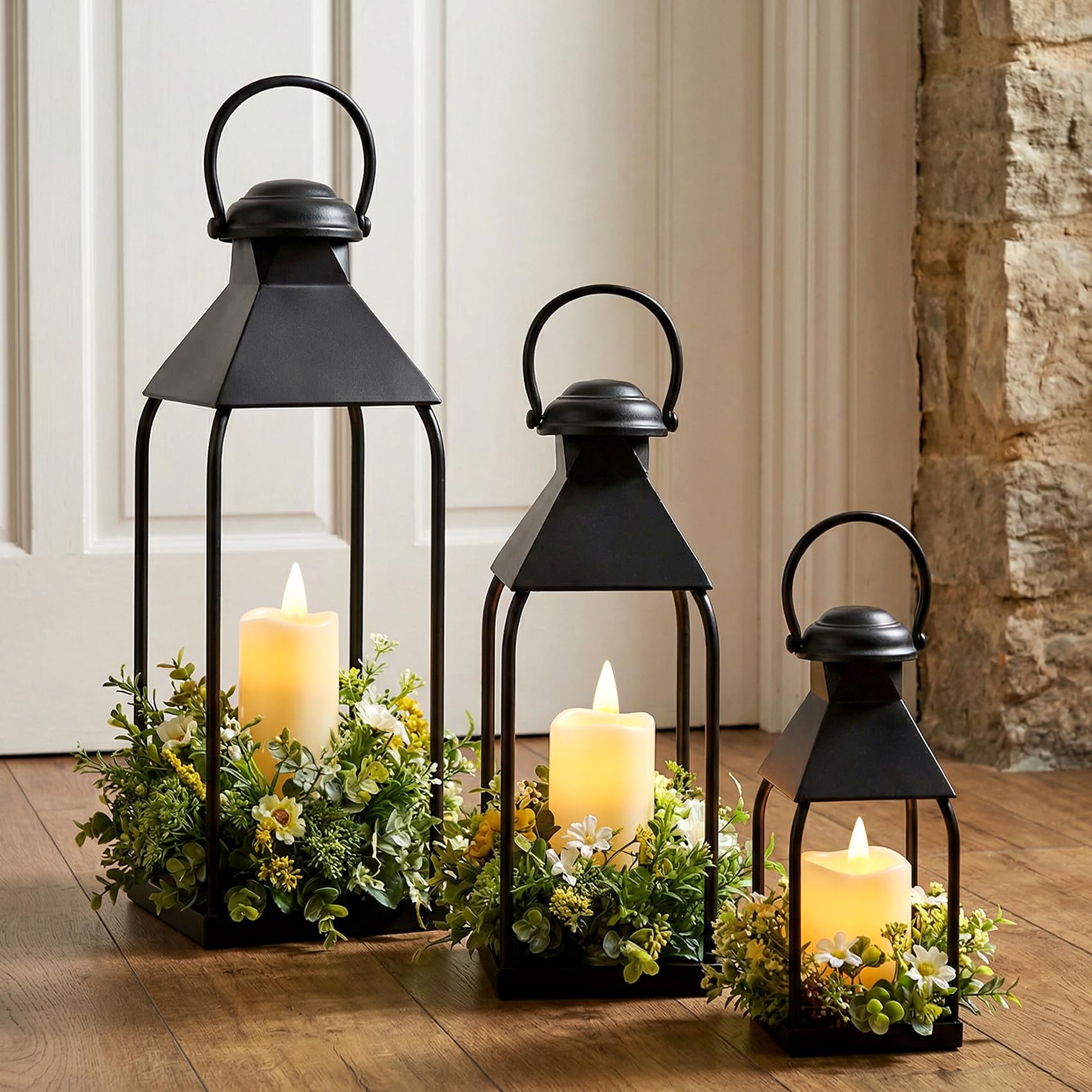 Vorplick front view trio of lanterns showing coordinated sizes and styling benefit