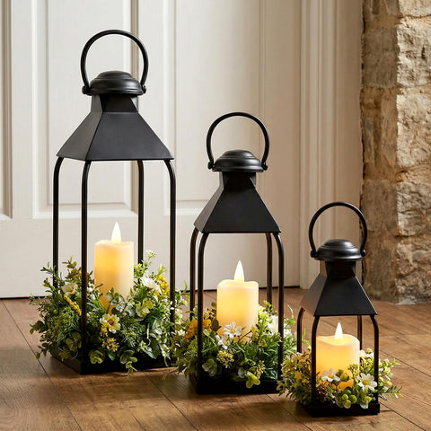 Vorplick front view trio of lanterns showing coordinated sizes and styling benefit