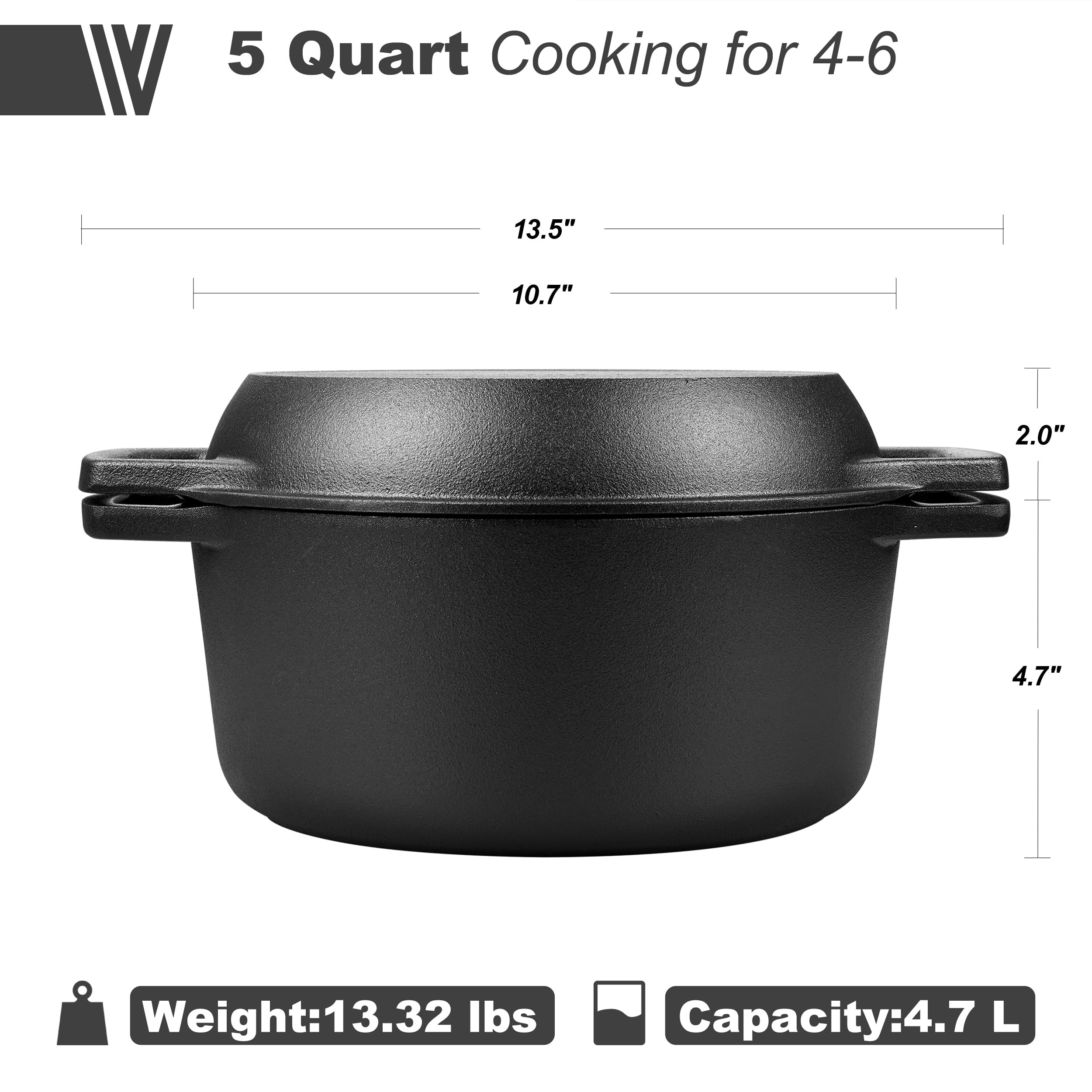 VORRINGARD close-up of pre-seasoned cast iron surface showing smooth finish and nonstick benefit