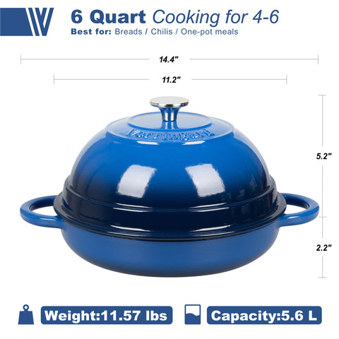 VORRINGARD close-up of blue enamel lid fitting tightly to retain steam and heat