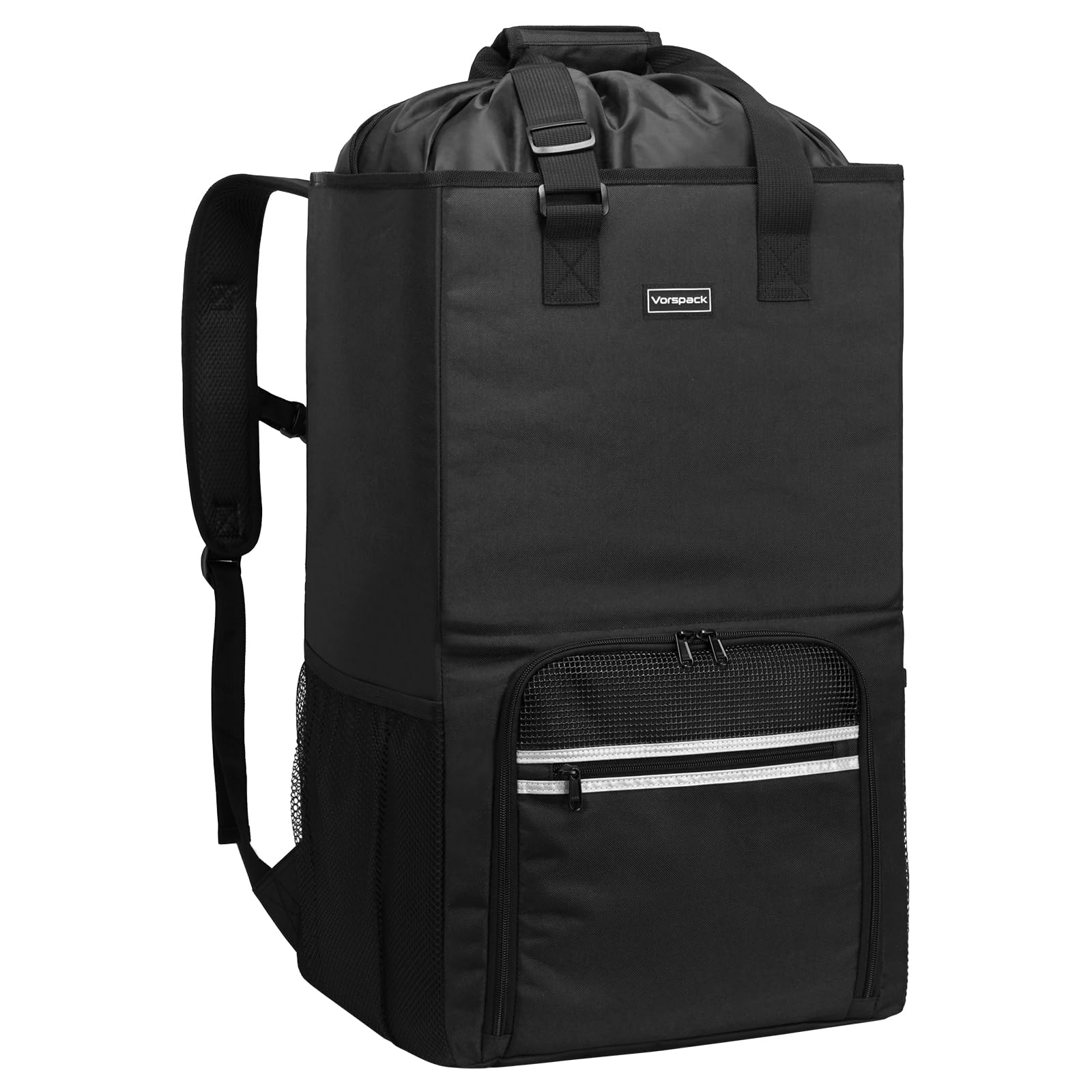 Vorspack front view showing upright extra-large 90L capacity and black finish