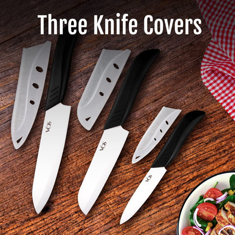 Vos knives with protective sheaths for safe storage and transport